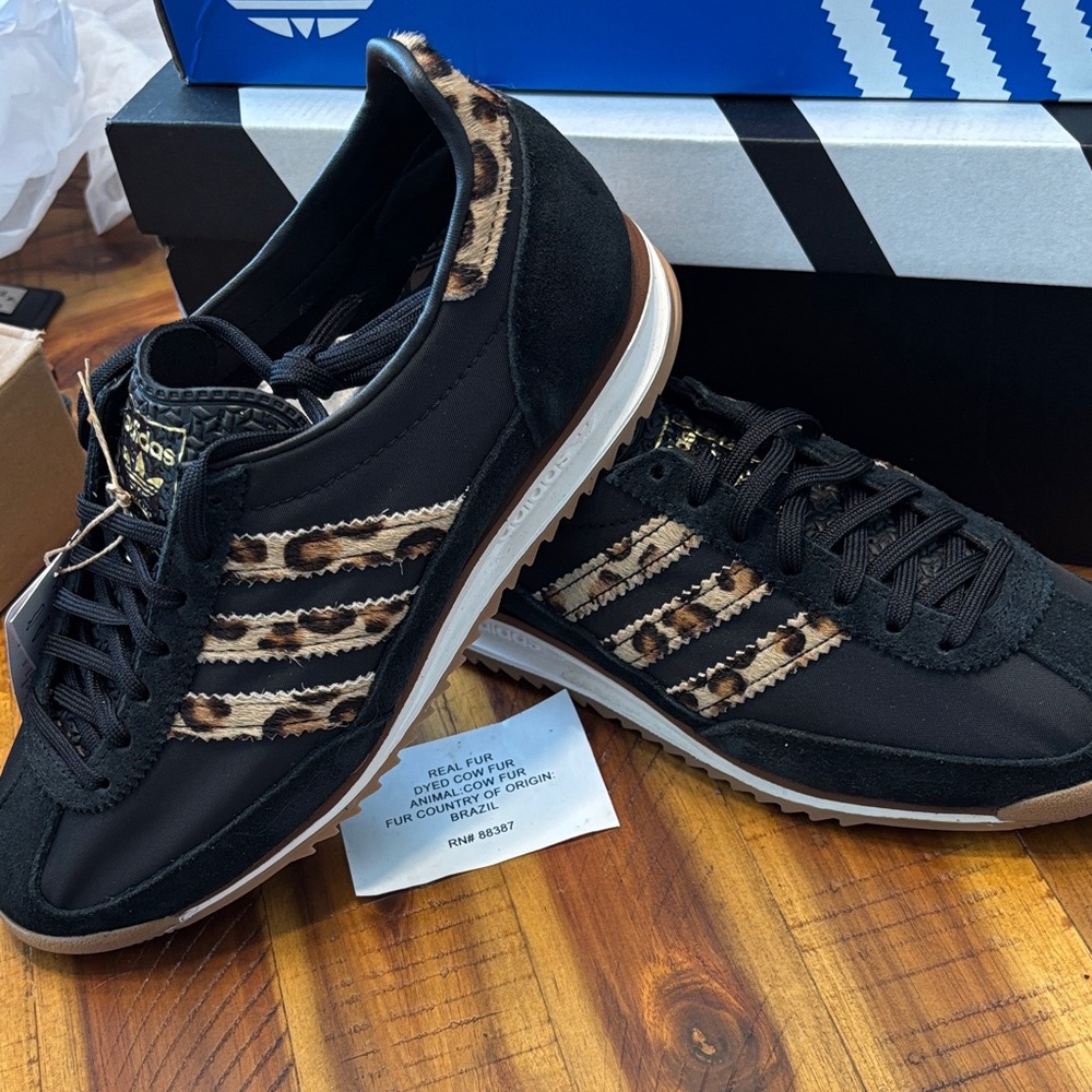 Adidas Heritage SL 72  Black and Leopard Sneakers